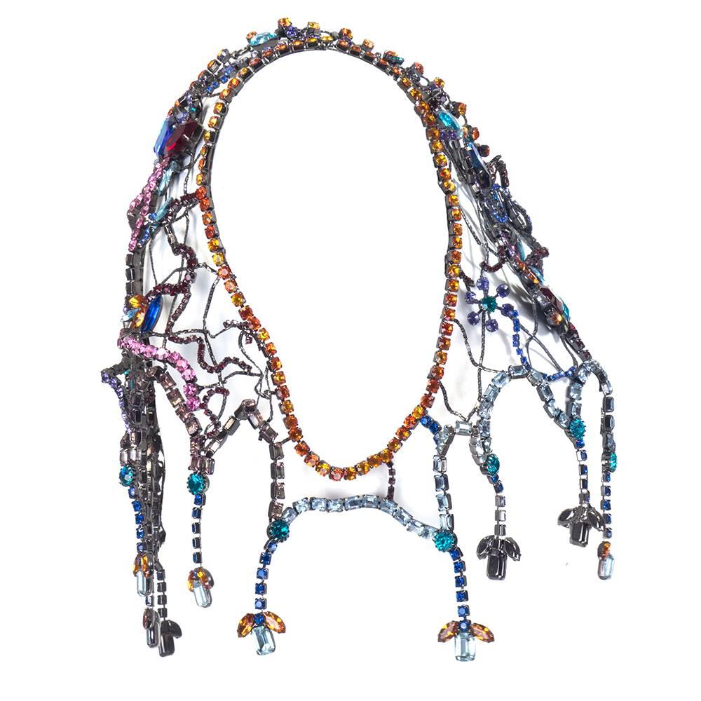 Gray Stunning Multi-Color Jewelled Chain Bolero For Sale