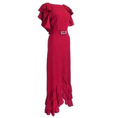 1930s Deco Red Gown