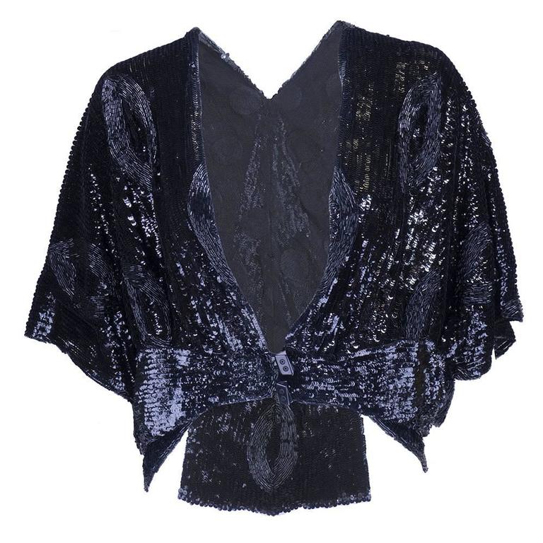 1930s Black Heavily Sequined Evening Jacket For Sale at 1stDibs