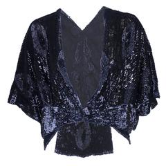 1930s Black Heavily Sequined Evening Jacket