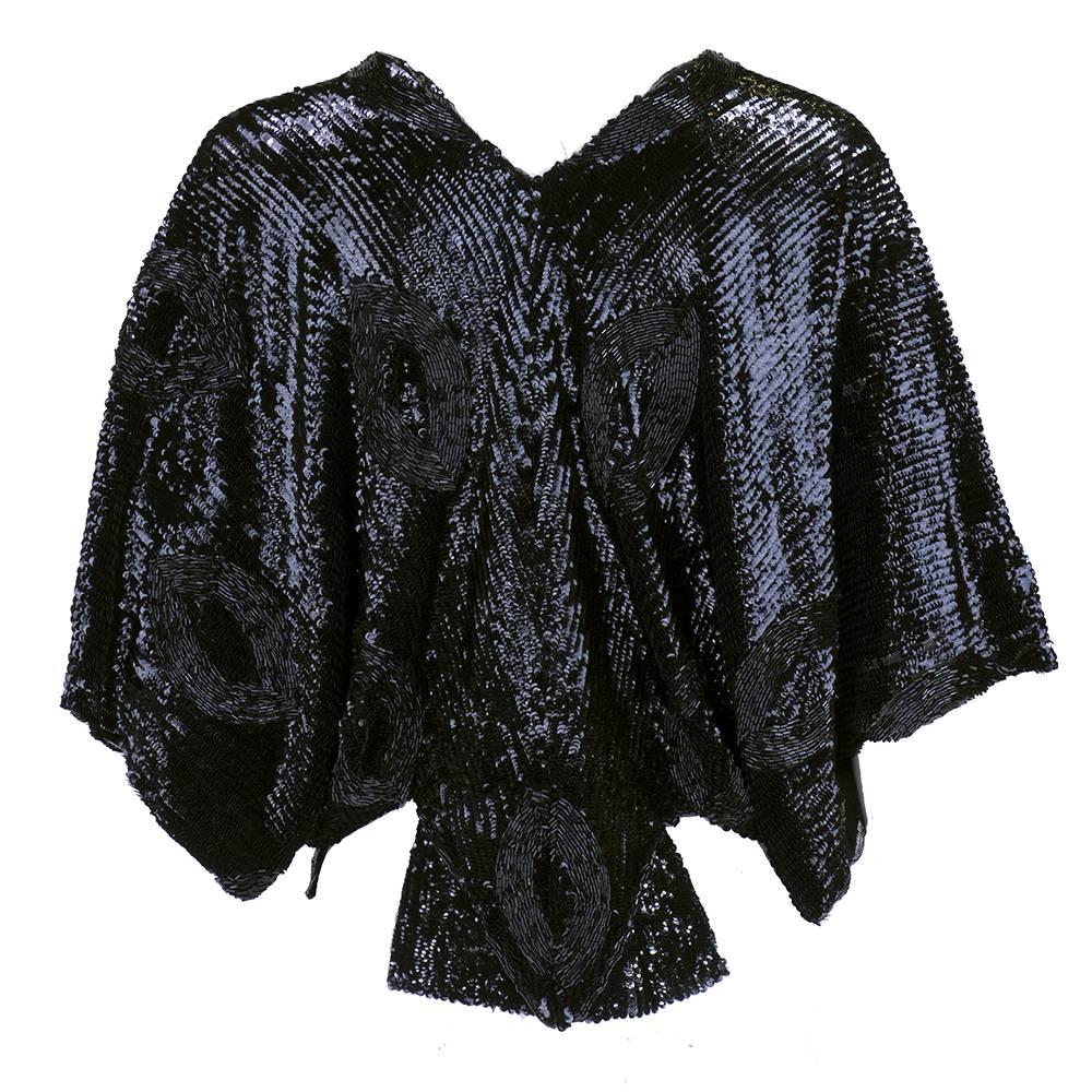Women's or Men's 1930s Black Heavily Sequined Evening Jacket For Sale