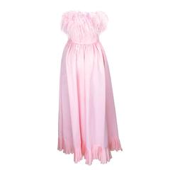 Vintage 1980s Albert Capraro Pink Maribou Timmed Gown