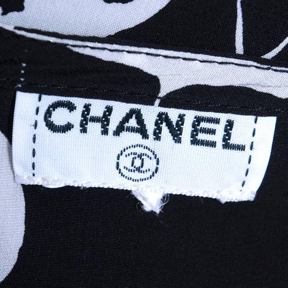 Black Late Chanel silk Logo Tunic Blouse