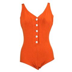 Vintage Rudi Gernreich Iconic Orange Knit Bathing Suit