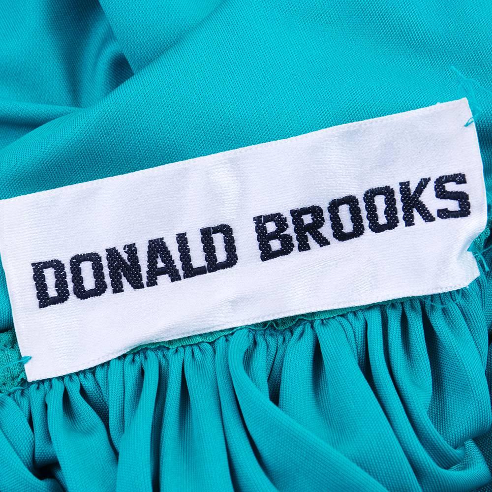 Women's 1970s Donald Brooks Teal Jersey Full Length Dress For Sale
