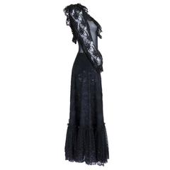 Giorgio Sant'Angelo 1970s Black Lace Peasant Ensemble