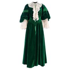 Early 1900's House of Worth Green Velvet Dressing Gown