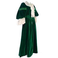 Early 1900's House of Worth Green Velvet Dressing Gown
