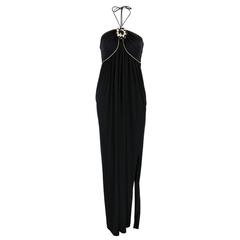 Retro 1970s Bill Tice Black Jersey Glamour Gown