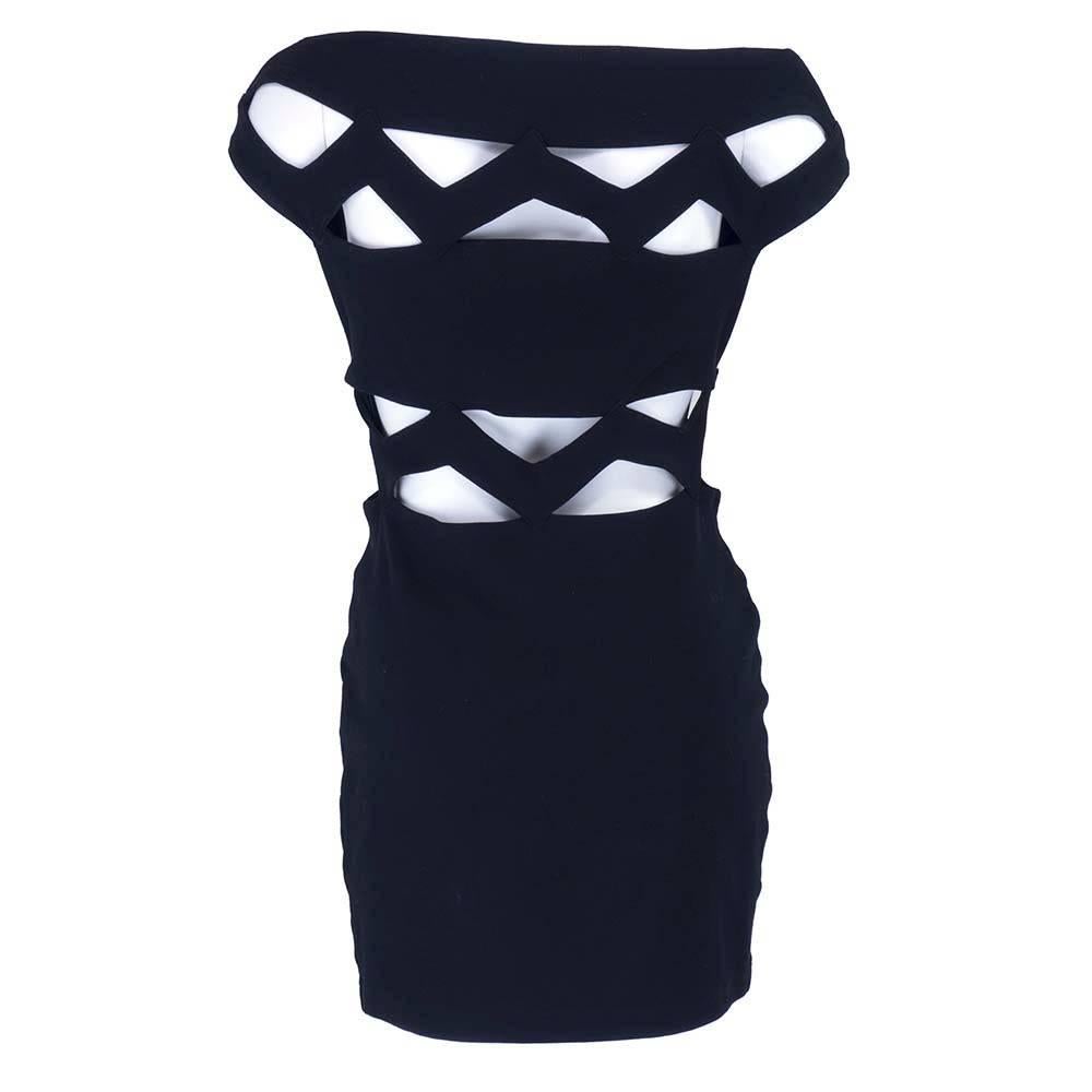 1990s Thierry Mugler Black Body Con Dress In Excellent Condition In Los Angeles, CA