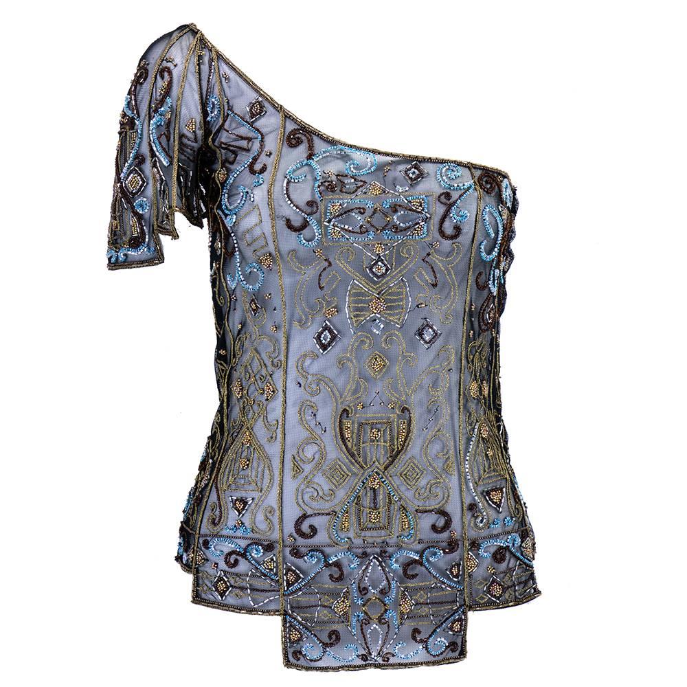 1990s Chloe One Shoulder Deco Inspired Top