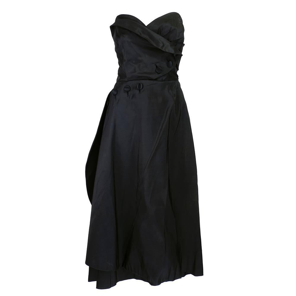  Nettie Rosenstein 1950s  Black Strapless  Dress For Sale