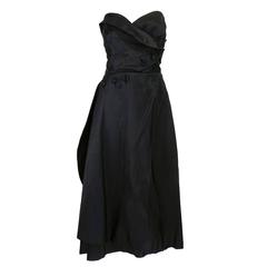 Vintage  Nettie Rosenstein 1950s  Black Strapless  Dress