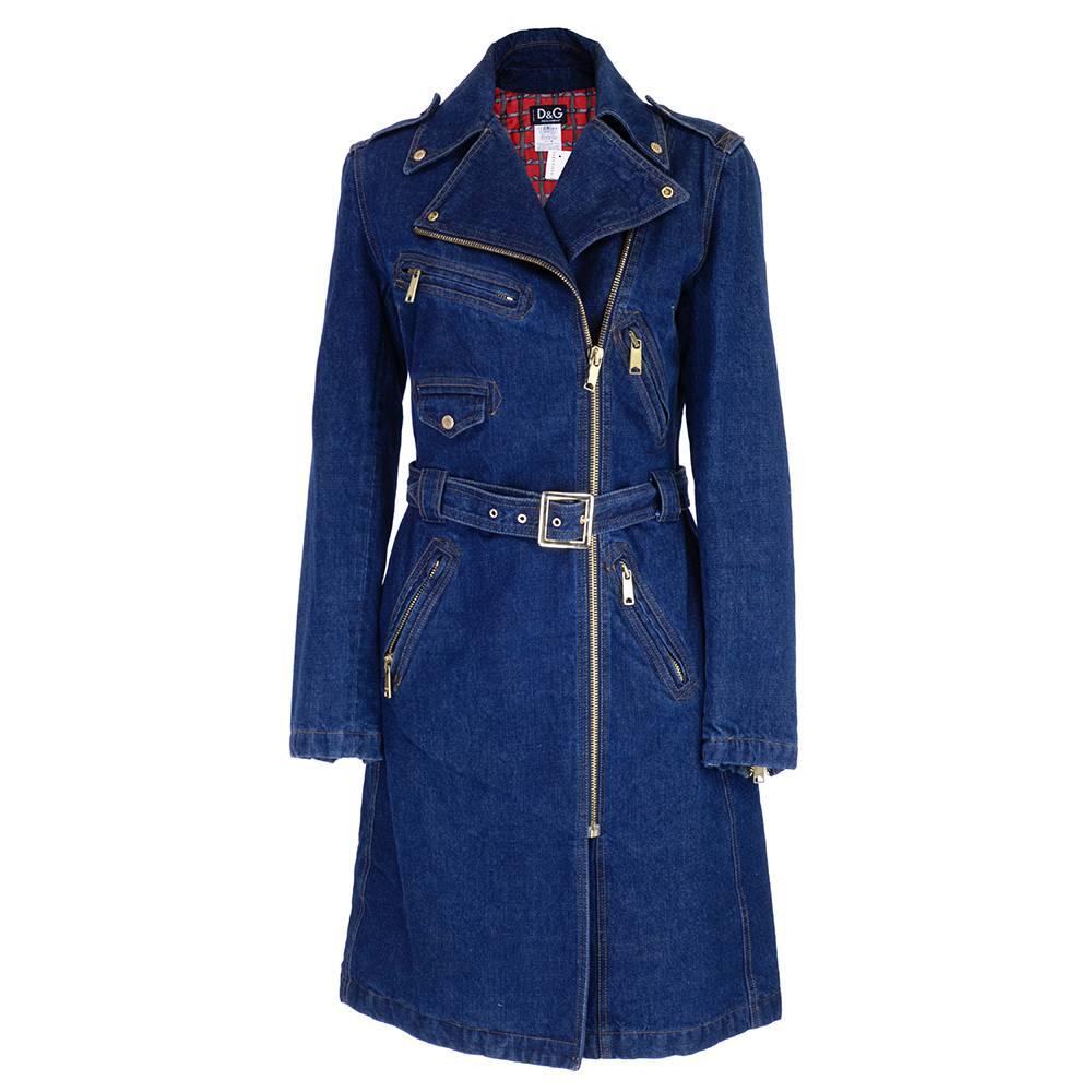 Purple D&G Dolce and Gabbana 2000s Denim Trench Coat