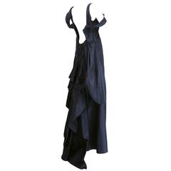 John Galliano Dramatic Black Gown