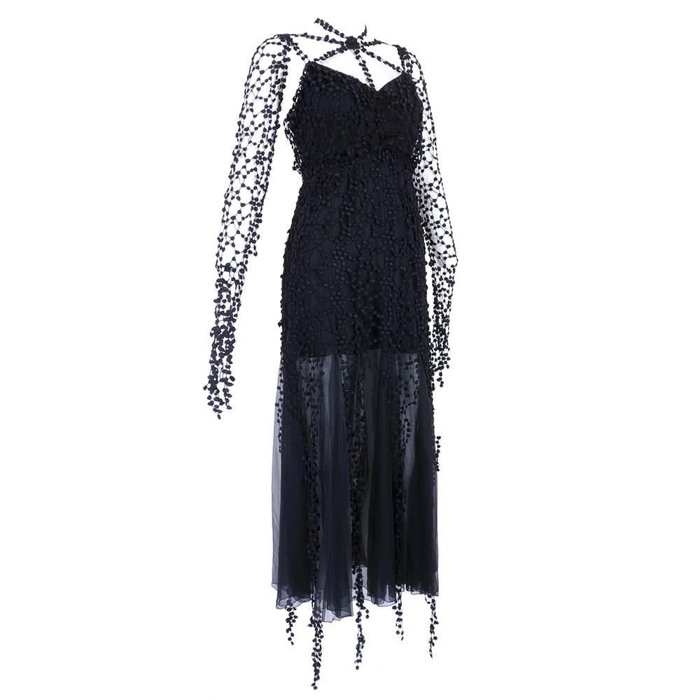 Karl Lagerfeld 1990s Black Gothic Fantasy Dress