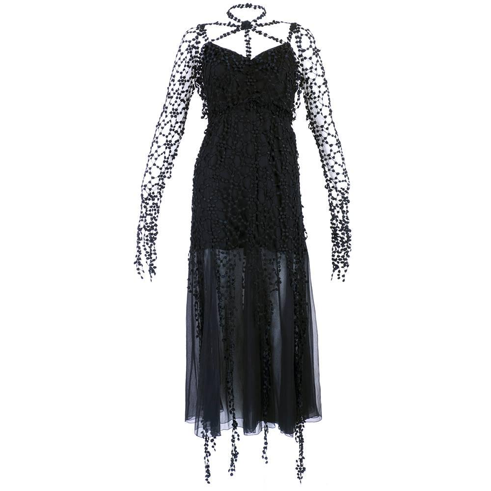 Karl Lagerfeld 1990s Black Gothic Fantasy Dress In Excellent Condition In Los Angeles, CA