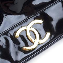 Chanel 2000s Black Patent Leather Bucket Bag