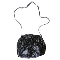 Carlos Falchi 1980s BlackSnakeskin Slouch Bag