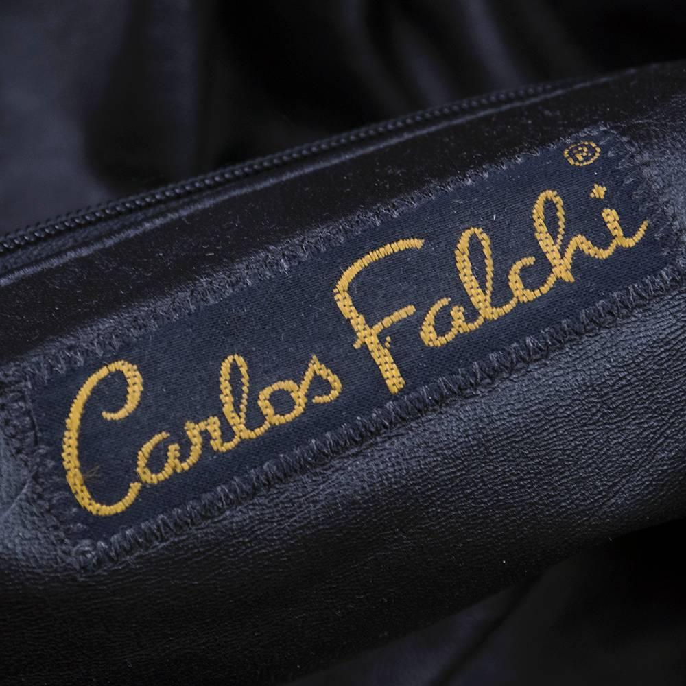 Carlos Falchi 1980s BlackSnakeskin Slouch Bag In Excellent Condition For Sale In Los Angeles, CA