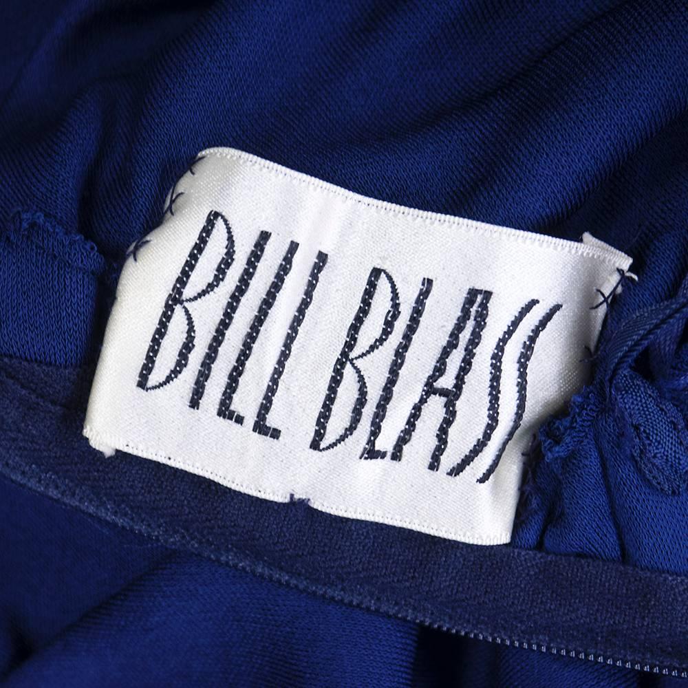 Bill Blass 1970s Blue Jersey Halter Dress with Matching Wrap For Sale 1
