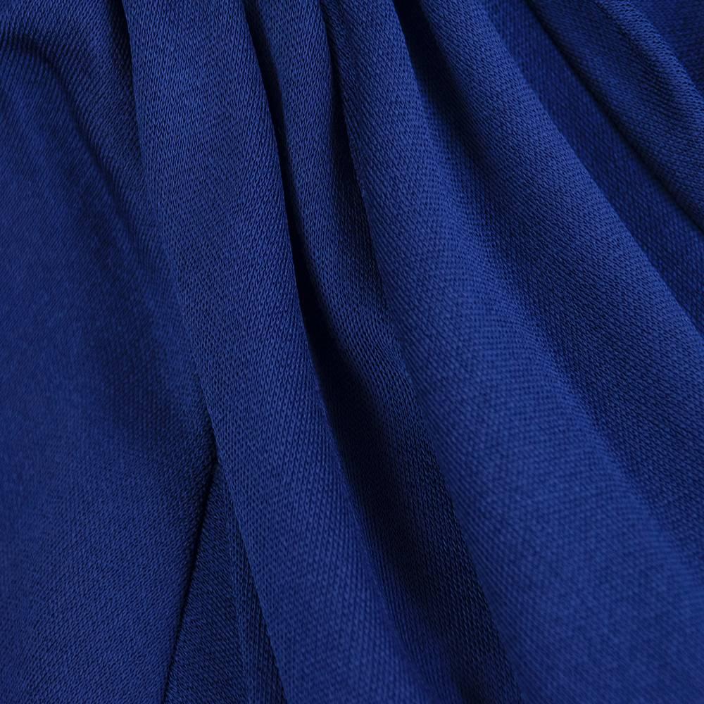 Bill Blass 1970s Blue Jersey Halter Dress with Matching Wrap For Sale 2