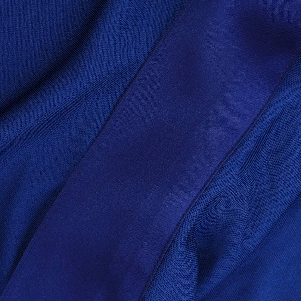 Bill Blass 1970s Blue Jersey Halter Dress with Matching Wrap For Sale 3