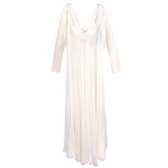 Stavropoulos 1970s White Chiffon Gown