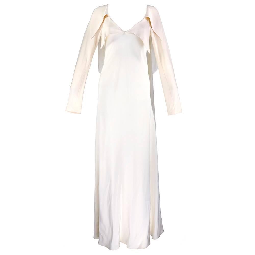 Stavropoulos 1970s White Chiffon Gown For Sale