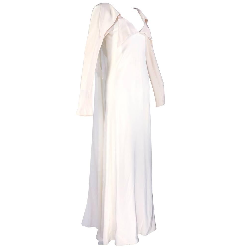 Gray Stavropoulos 1970s White Chiffon Gown For Sale
