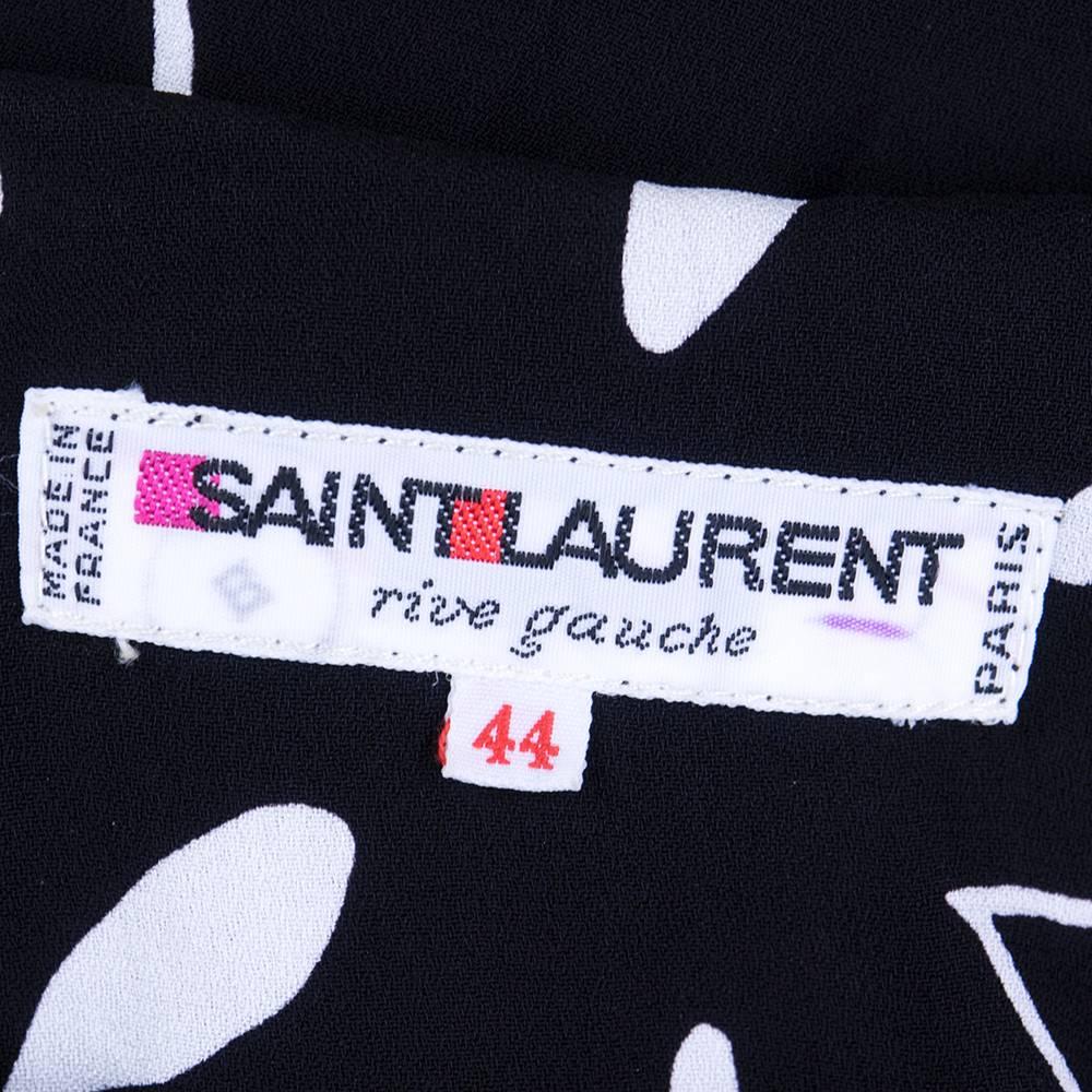 Saint Laurent Rive Gauche 1980s Black and White Crepe Gown 2