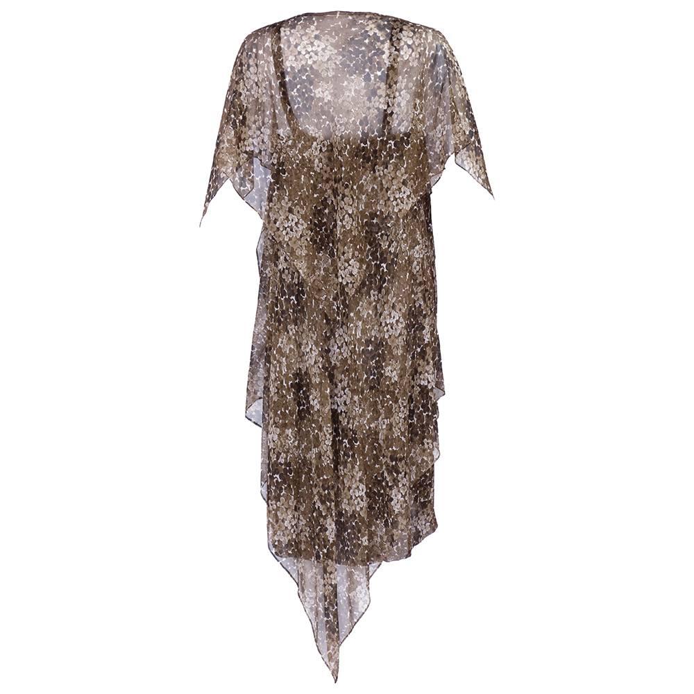 Gray Yves Saint Laurent Rive Gauche 1970s Brown Floral Summer Dress For Sale