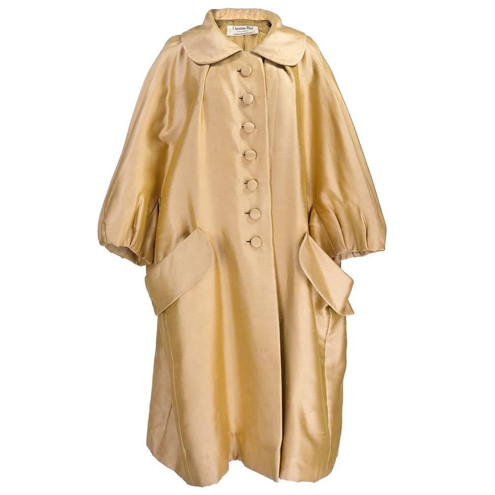 Christian Dior London Made 1950s Coat in Gold For Sale