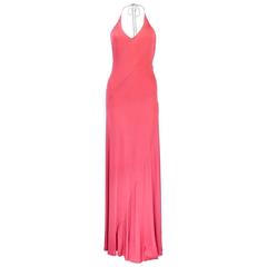 Sant 
Angelo 1970s Salmon Jersey Halter Gown