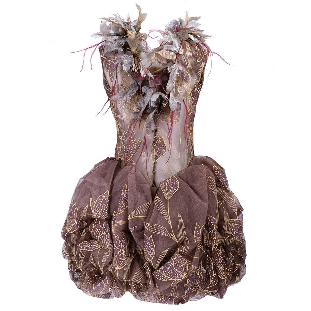 Gray 1990s Unlabeled Designer Fantasy Dress