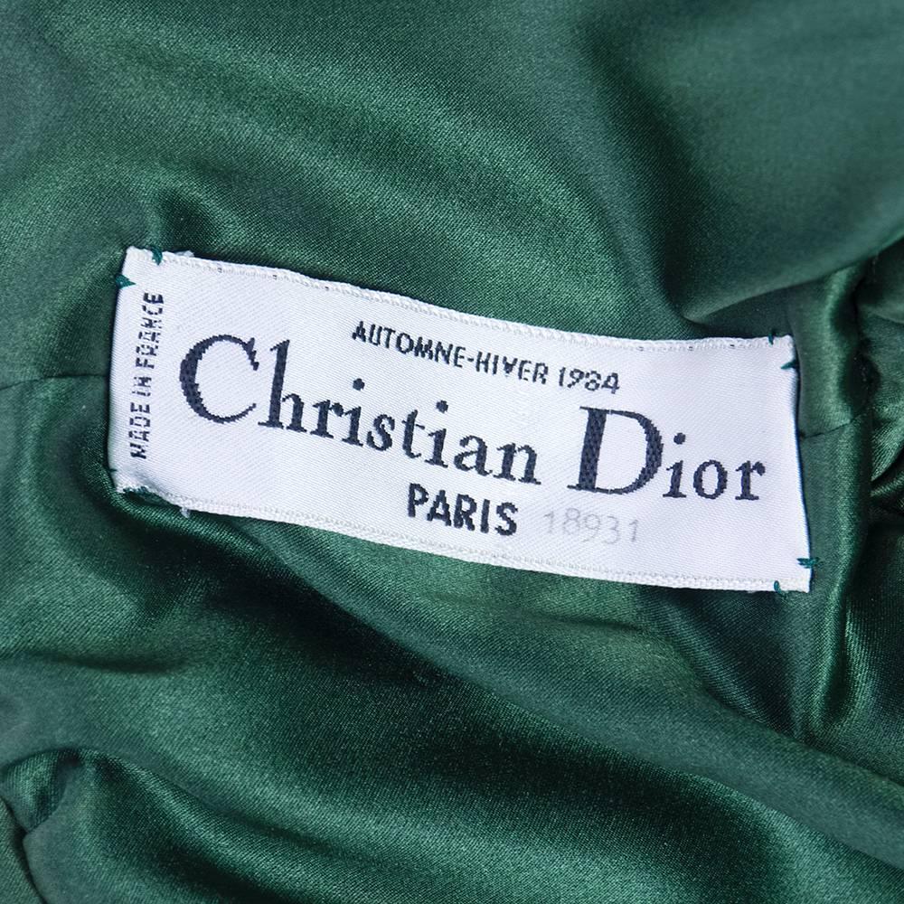 Christian Dior Couture 1980s Green Velvet Cocktail Dress 2