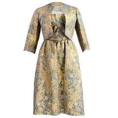 Unlabeled Couture Finish 1960s Cocktail Dress with Jacket