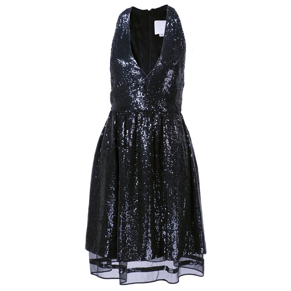 Ralph Rucci Contemporary Layered Black Sequin Cocktail Dress