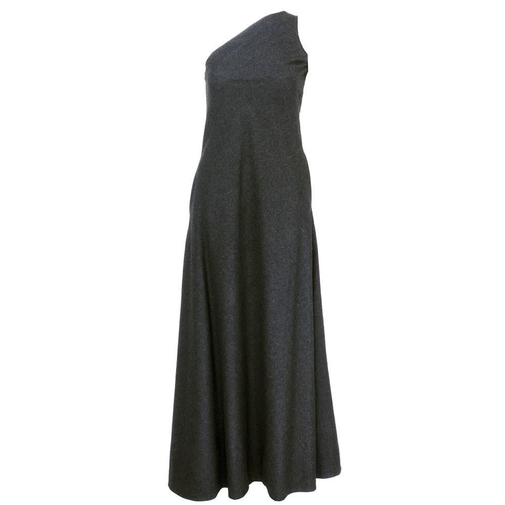 Stavropoulos 1970s Grey Wool Gown with Shawl For Sale