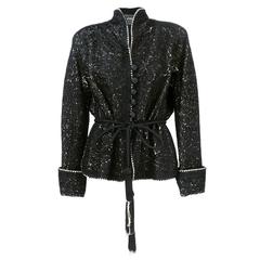 1940s Solid Soutache Black Wool Jacket