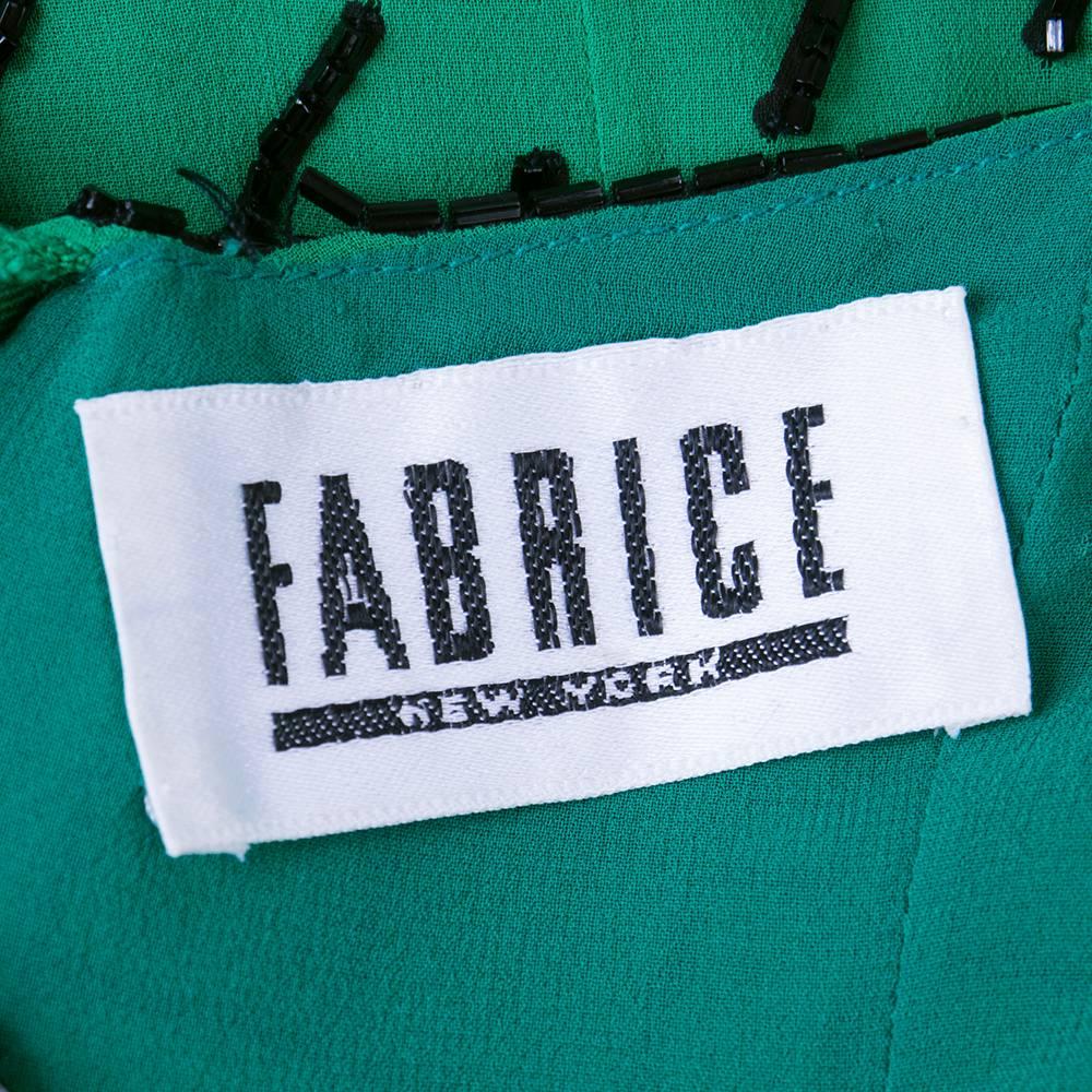 Women's Fabrice 1980s Green Beaded Halter Gown