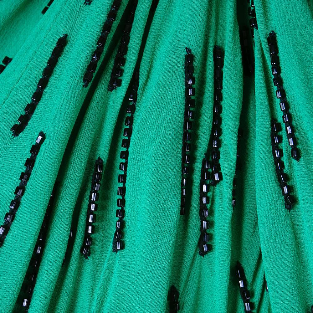 Fabrice 1980s Green Beaded Halter Gown 1