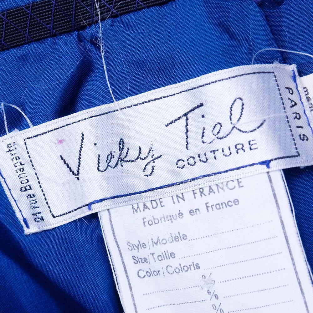 Women's Vicky Tiel 1980s Couture Electric Blue Strapless Cocktail Dress
