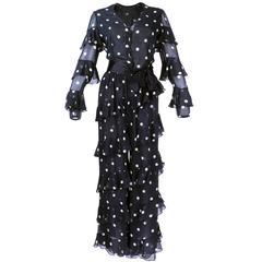 Bill Blass 1990s Silk Chiffon Polka Dot Ensemble