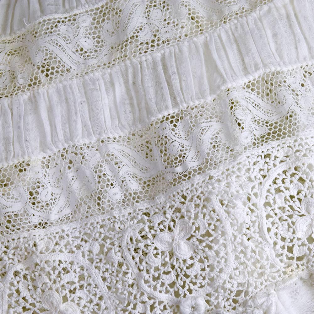 Women's Edwardian White Cotton Lace and Embroidered Lawn Dress