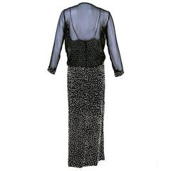 1970s Heavily Embellished Pearl and Rhinestone Gown with Jacket