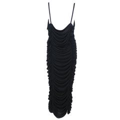 Norma Kamali Black Ruched Jersey Dress