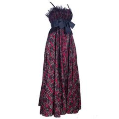 Geoffrey Beene Boutique Plaid Gown with Black Lace Overlay