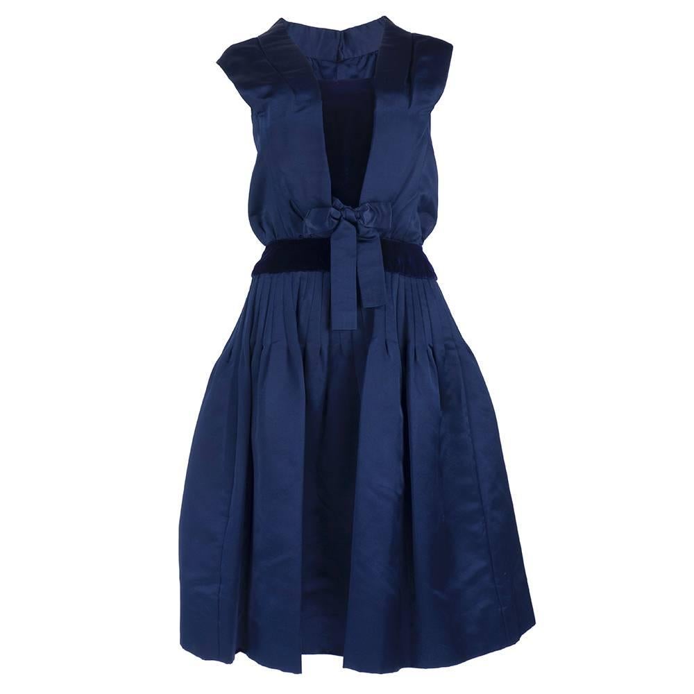 Christian Dior-New York Blue Peau de Soie Dress For Sale