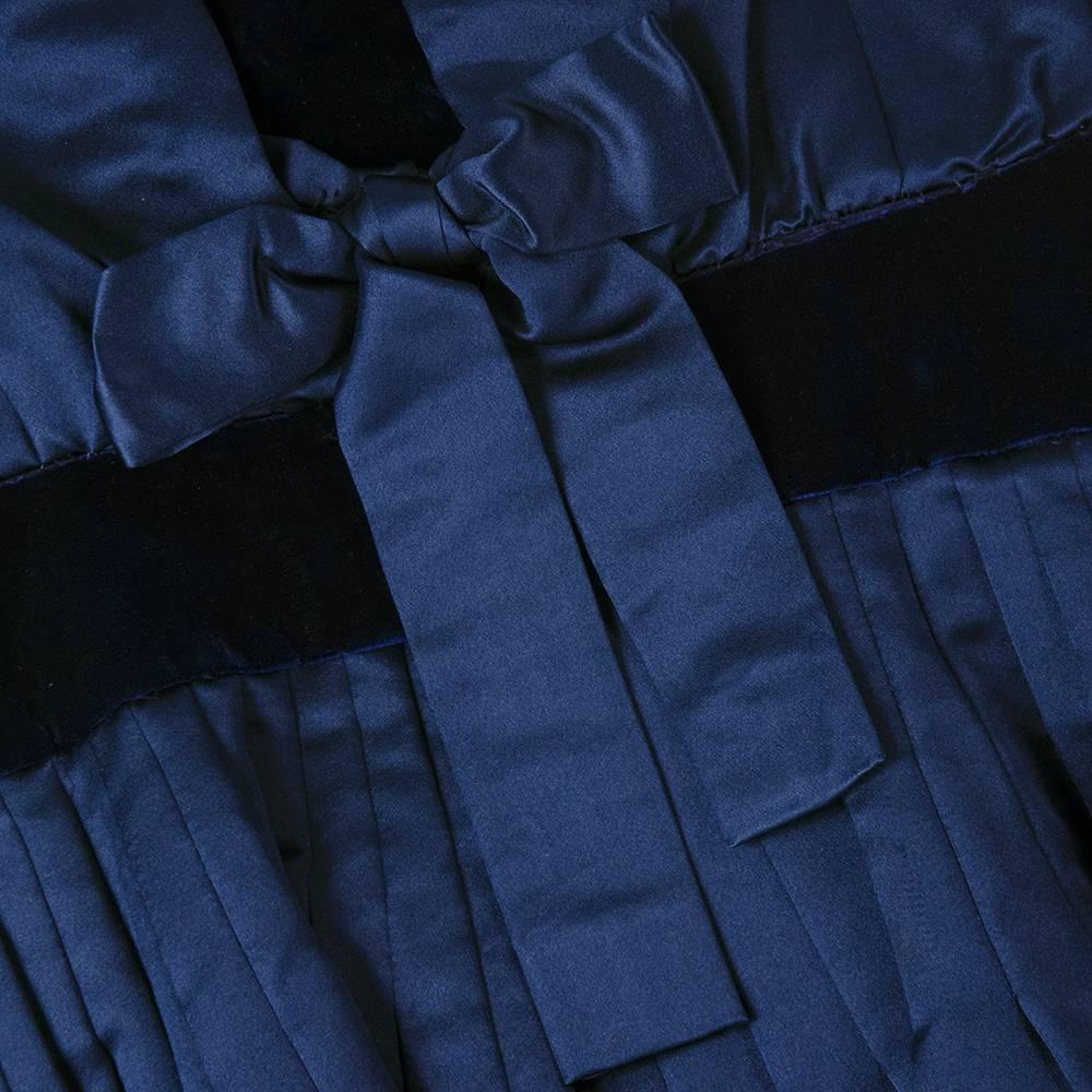 Women's Christian Dior-New York Blue Peau de Soie Dress For Sale